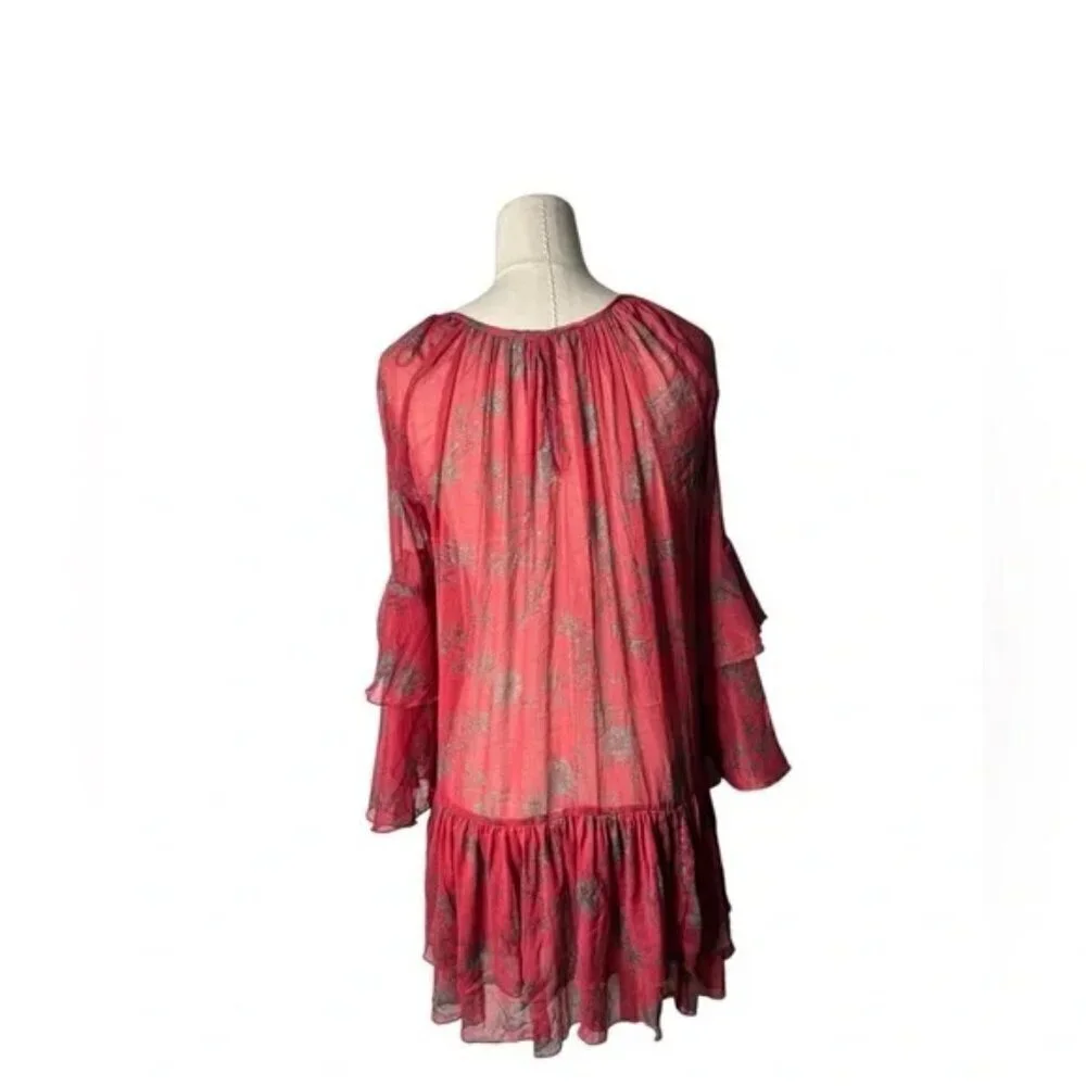 Free People Sunsetter Dress Red Floral Pattern Size XS